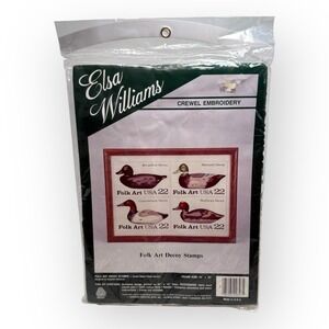 NOS Vintage Elsa Williams Crewel Kit Folk Art Duck Decoy USPS 22¢ Stamp 18x12